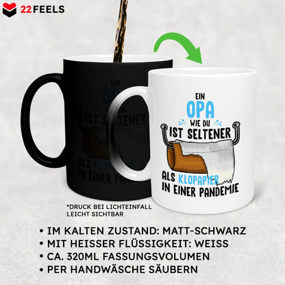 22Feels® Opa Geschenk - Zaubertasse mit Spruch (Matt-Schwarz und Weiss, 320ml)-Farbwechsel Tasse Matt 320ml-22Feels