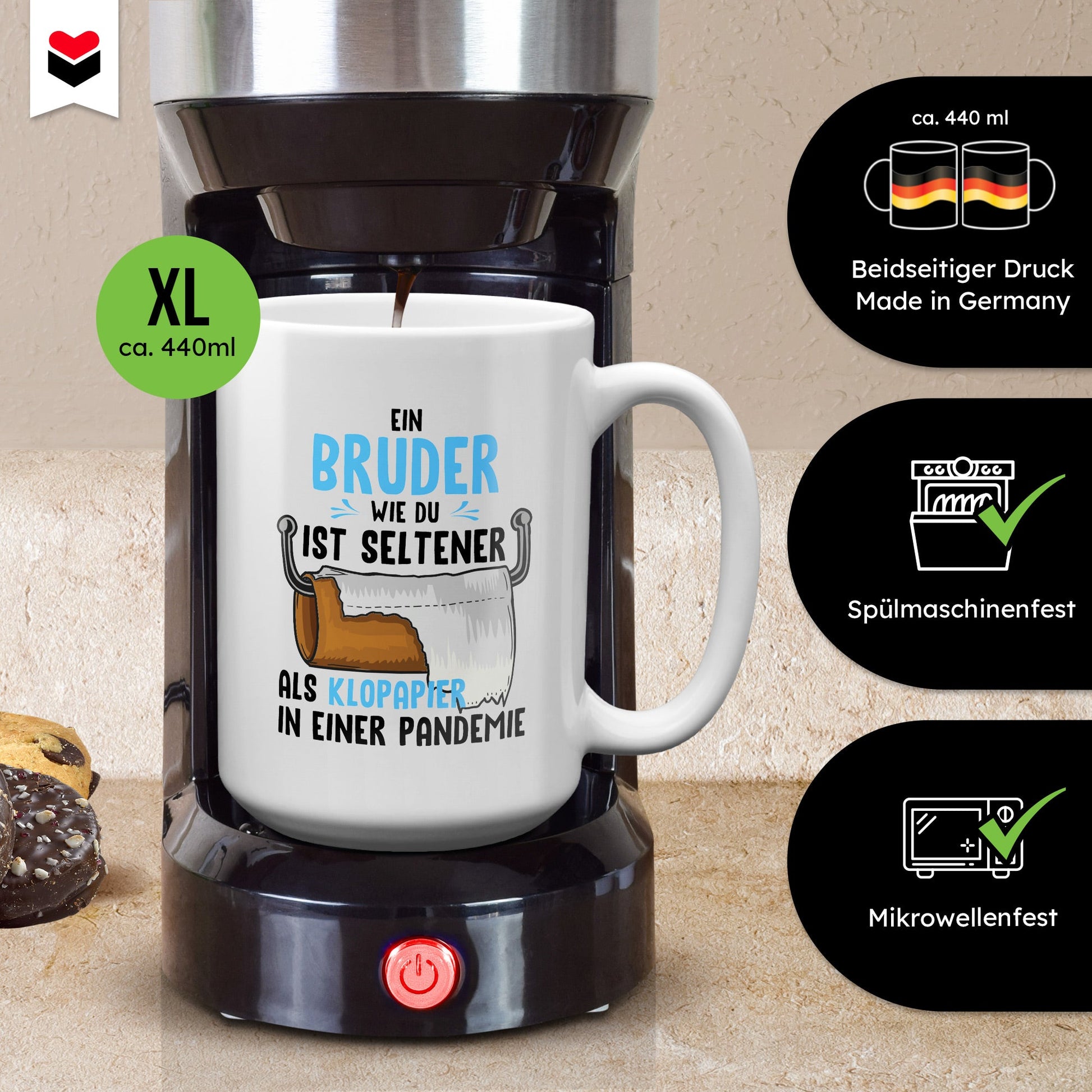 22Feels® Bruder Geschenk - XL Tasse mit Spruch (Weiss, 440ml)-Weisse XL Tasse 440ml-22Feels