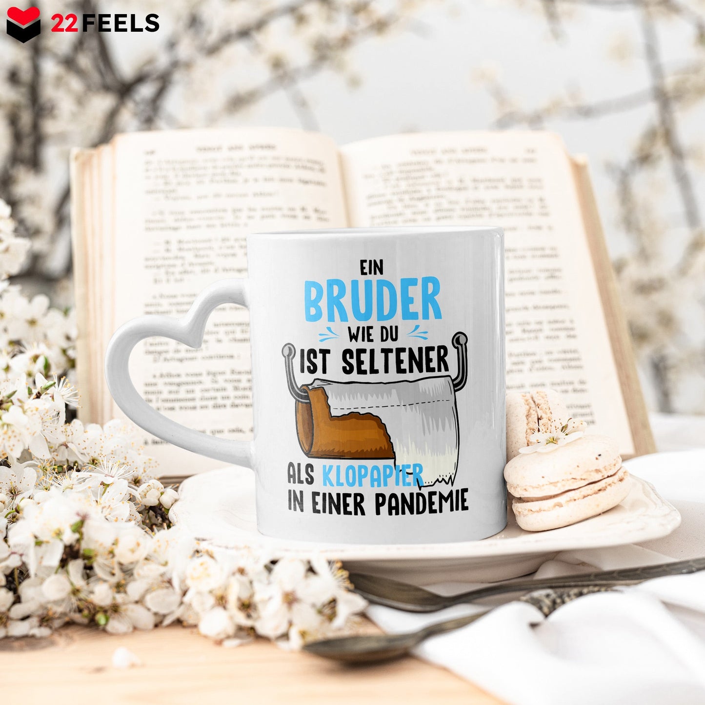 22Feels® Bruder Geschenk - Tasse mit Spruch (Herzhenkel, Weiss, 320ml)-Tasse Weiss Herzhenkel 320ml-22Feels