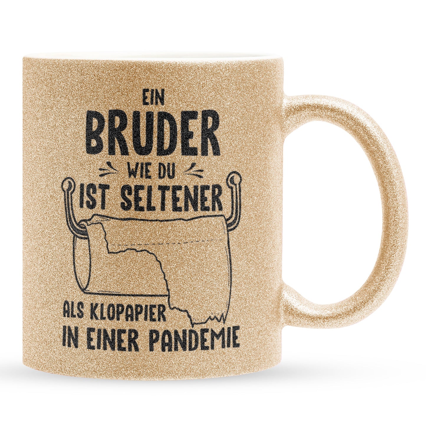 22Feels® Bruder Geschenk - Glitzertasse mit Spruch (Gold, 320ml)-Glitzertasse Gold 320ml-22Feels