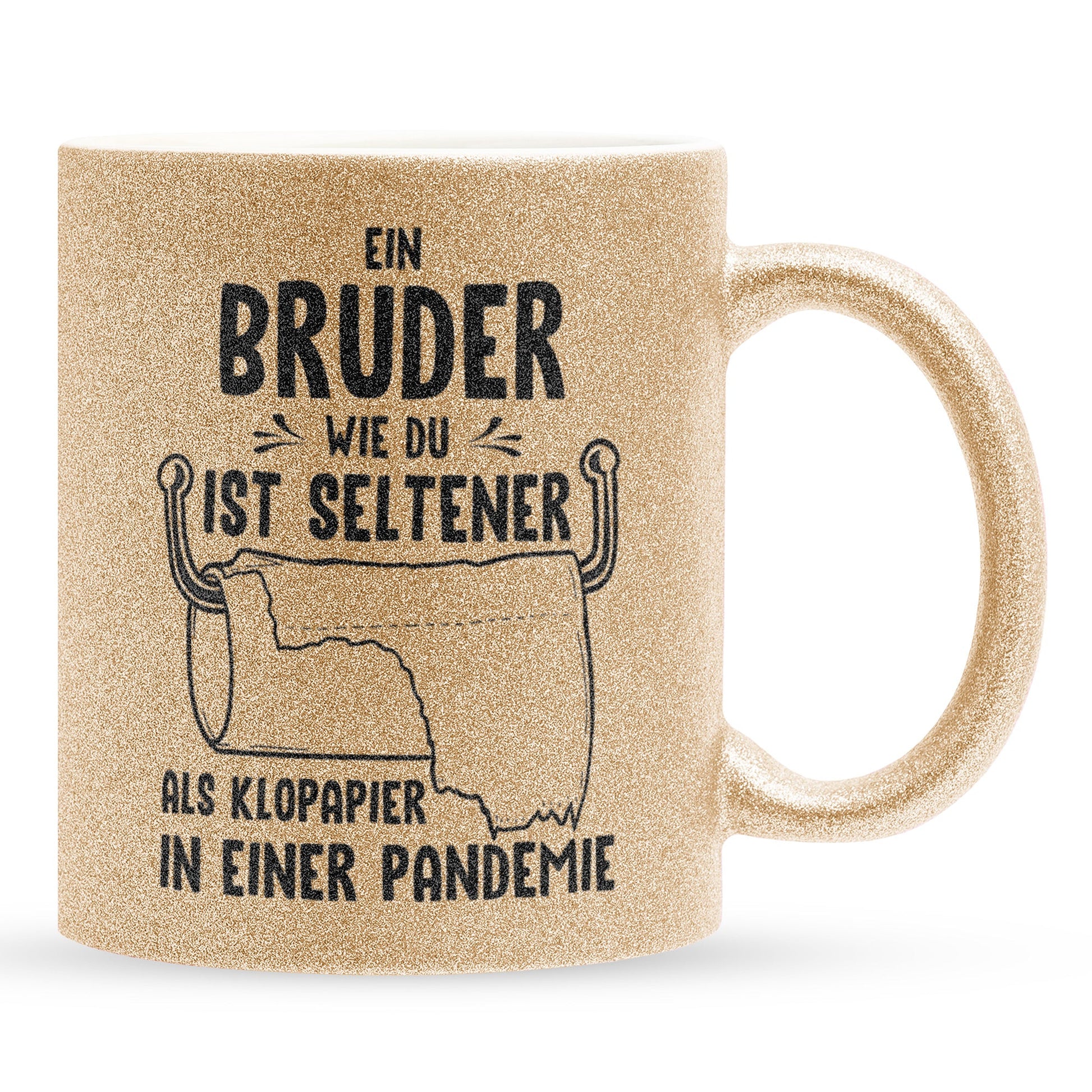 22Feels® Bruder Geschenk - Glitzertasse mit Spruch (Gold, 320ml)-Glitzertasse Gold 320ml-22Feels