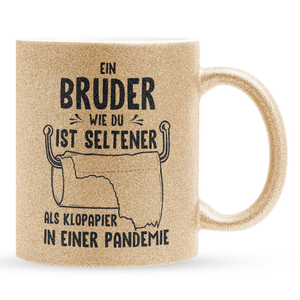 22Feels® Bruder Geschenk - Glitzertasse mit Spruch (Gold, 320ml)-Glitzertasse Gold 320ml-22Feels