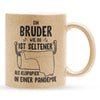 22Feels® Bruder Geschenk - Glitzertasse mit Spruch (Gold, 320ml)-Glitzertasse Gold 320ml-22Feels