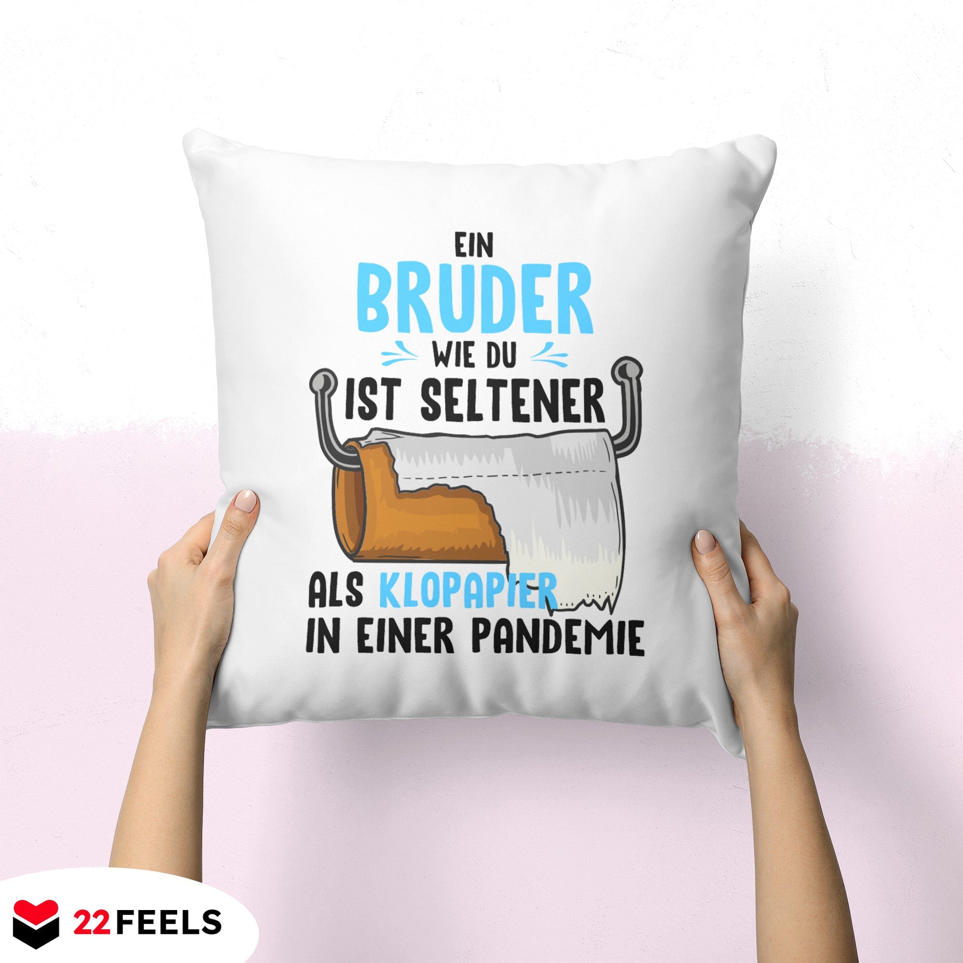 22Feels® Bruder Geschenk - Kissen mit Spruch (Weiss 40x40cm)-Kissen Weiss 40x40-22Feels