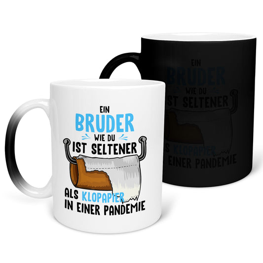 22Feels® Bruder Geschenk - Zaubertasse mit Spruch (Matt-Schwarz und Weiss, 320ml)-Farbwechsel Tasse Matt 320ml-22Feels