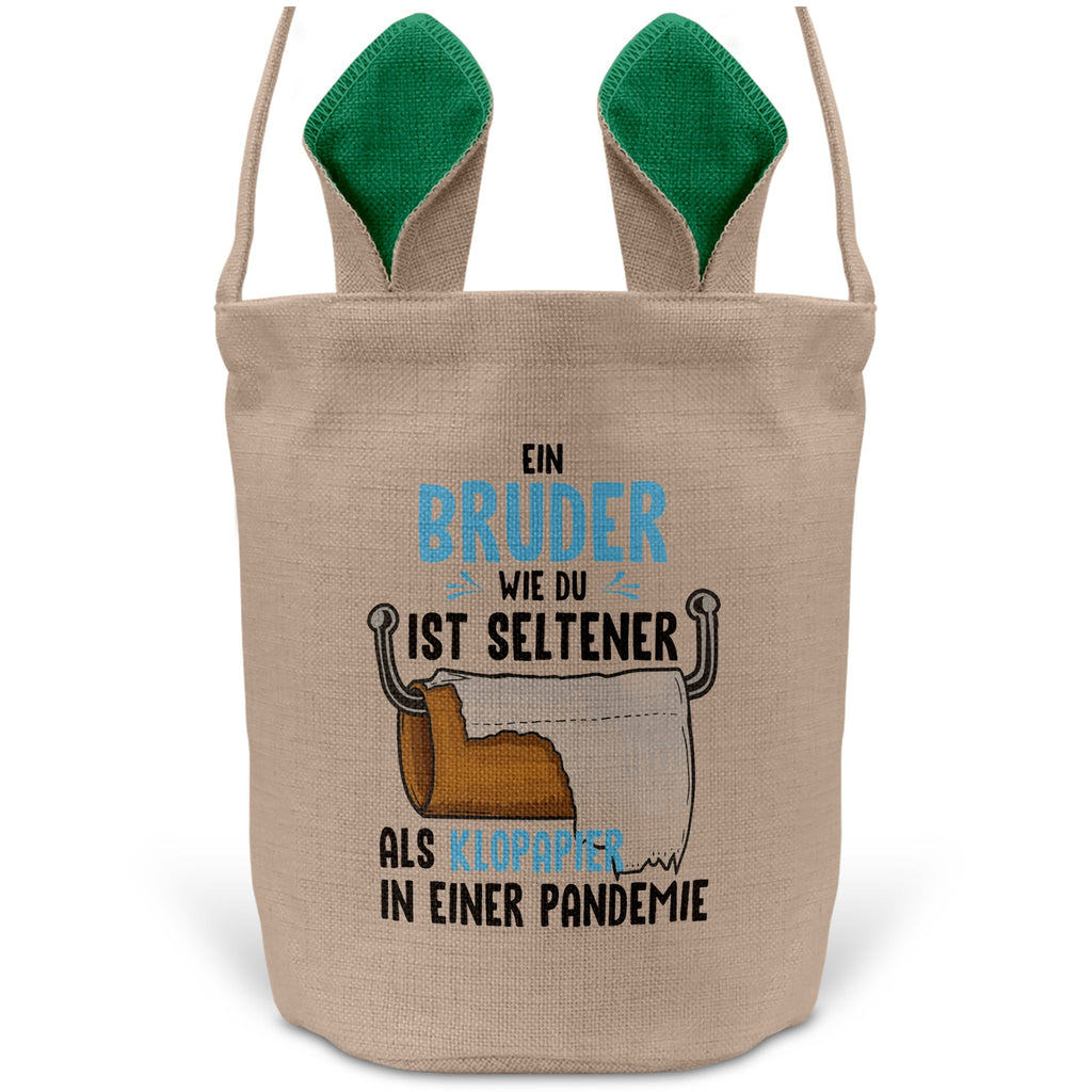 22Feels® Bruder Geschwister Osterkorb mit Henkel Ostergeschenk Tragetasche Ostern Deko Osternest Körbchen Hasenohren (Beige/Grün)-Ostern Tragetasche-22Feels