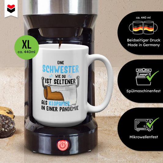 22Feels® Schwester Geschenk - XL Tasse mit Spruch (Weiss, 440ml)-Weisse XL Tasse 440ml-22Feels