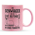 22Feels® Schwager Geschenk - Glitzertasse mit Spruch (Pink, 320ml)-Glitzertasse Pink 320ml-22Feels