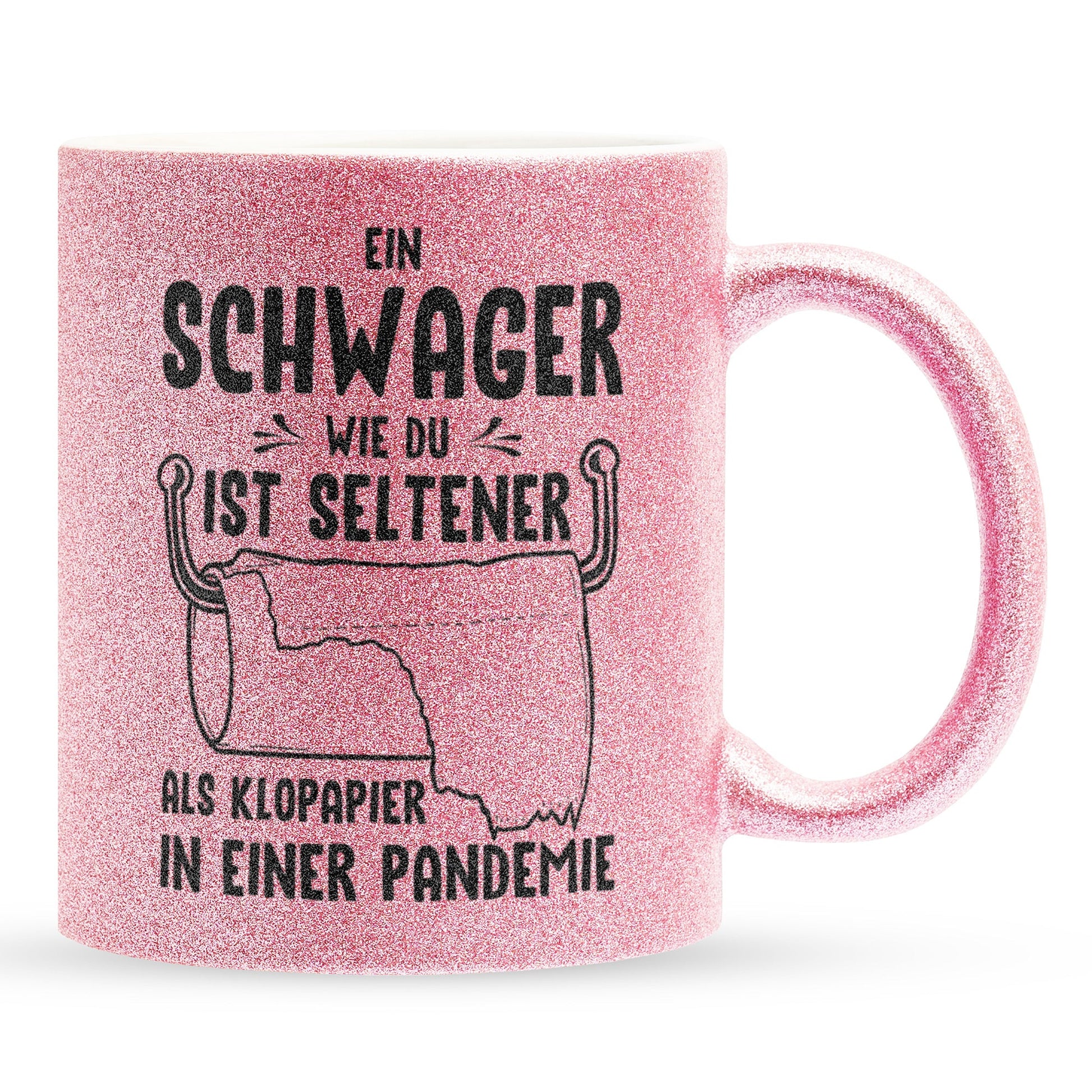 22Feels® Schwager Geschenk - Glitzertasse mit Spruch (Pink, 320ml)-Glitzertasse Pink 320ml-22Feels