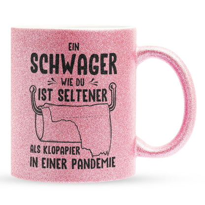 22Feels® Schwager Geschenk - Glitzertasse mit Spruch (Pink, 320ml)-Glitzertasse Pink 320ml-22Feels