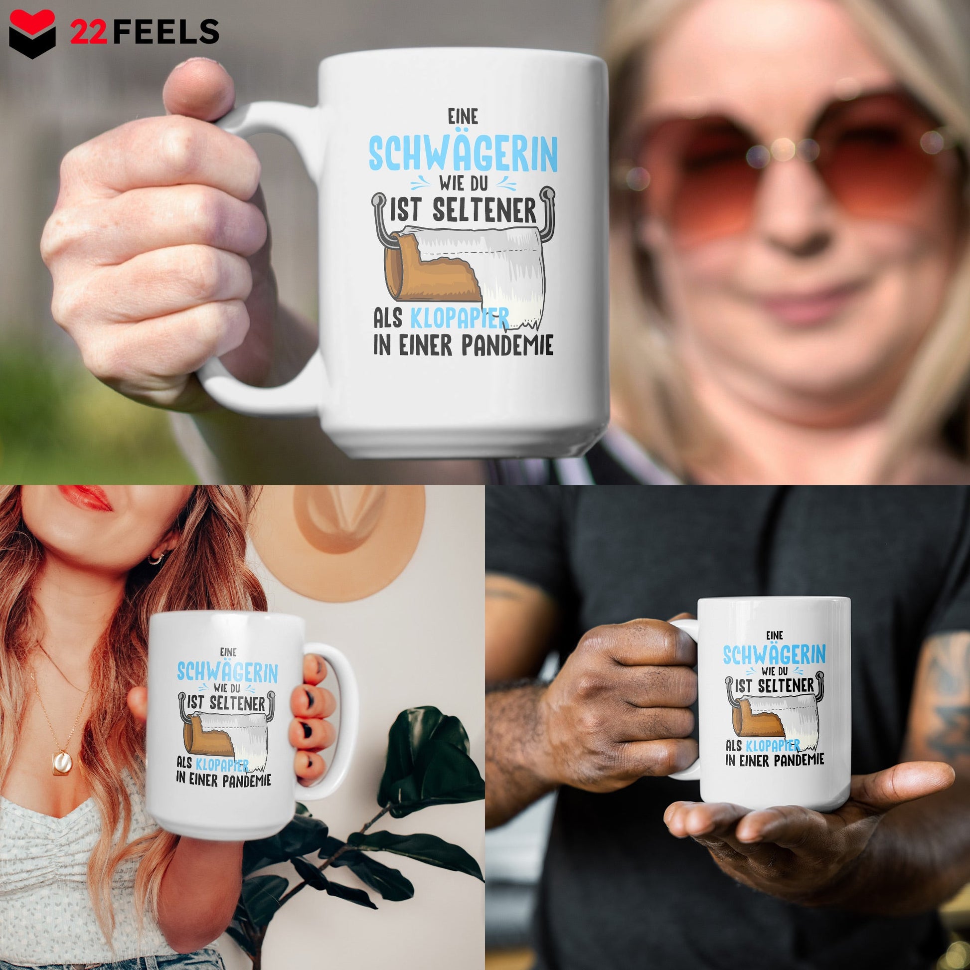 22Feels® Schwägerin Geschenk - XL Tasse mit Spruch (Weiss, 440ml)-Weisse XL Tasse 440ml-22Feels