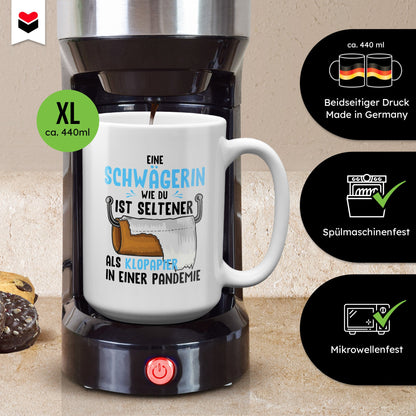 22Feels® Schwägerin Geschenk - XL Tasse mit Spruch (Weiss, 440ml)-Weisse XL Tasse 440ml-22Feels