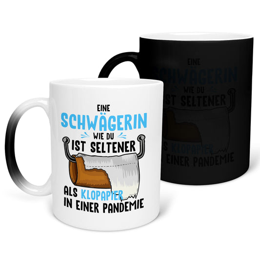 22Feels® Schwägerin Geschenk - Zaubertasse mit Spruch (Matt-Schwarz und Weiss, 320ml)-Farbwechsel Tasse Matt 320ml-22Feels