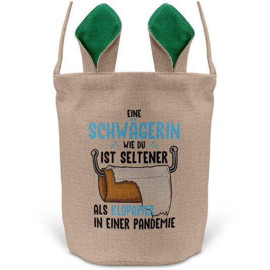 22Feels® Schwägerin Osterkorb mit Henkel Ostergeschenk Tragetasche Ostern Deko Osternest Körbchen Hasenohren (Beige/Grün)-Ostern Tragetasche-22Feels
