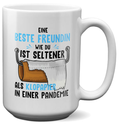 22Feels® Beste Freundin Geschenk - XL Tasse mit Spruch: Seltener als Klopapier (Weiss, 440ml)-Weisse XL Tasse 440ml-22Feels