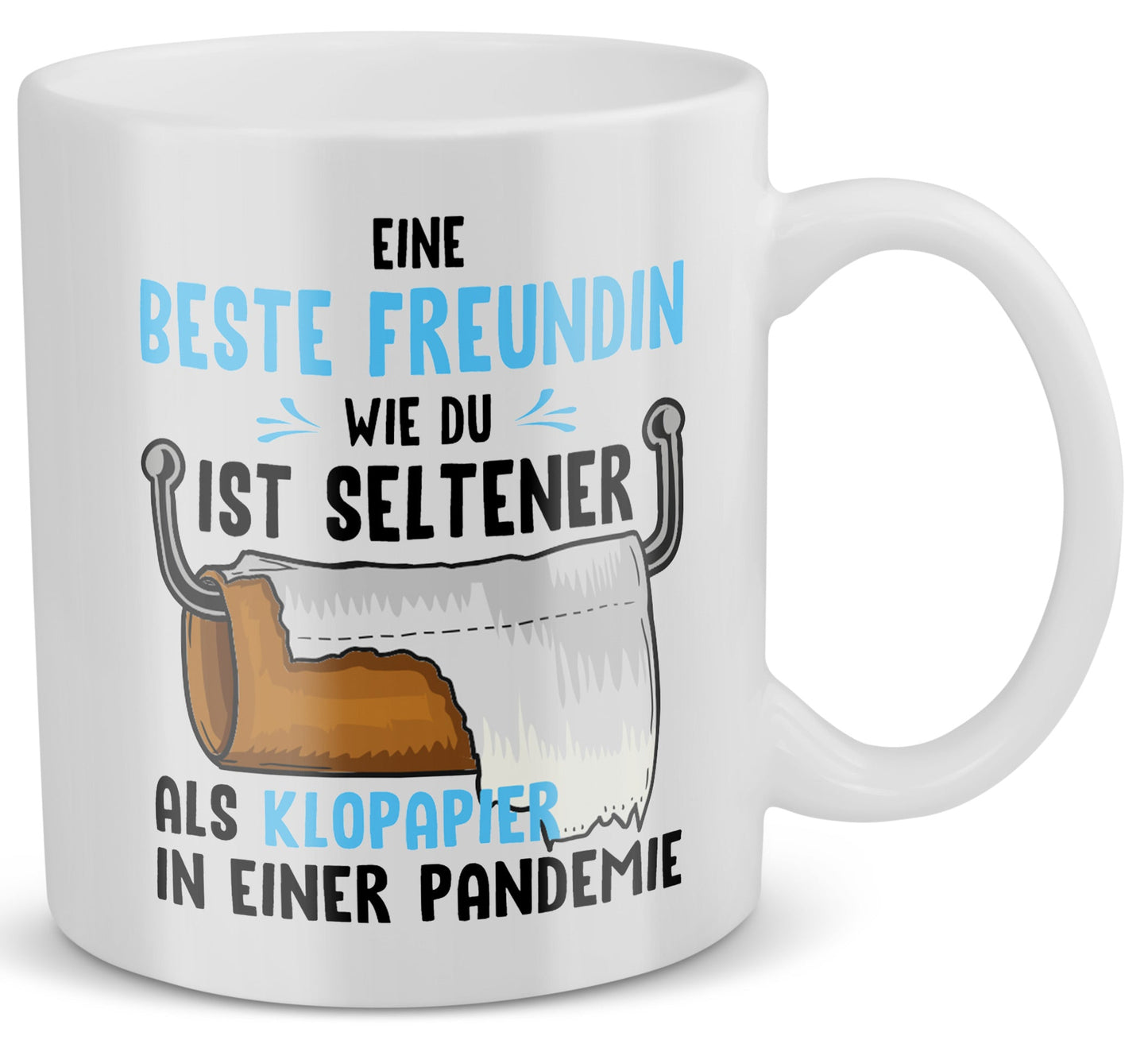 22Feels® Geschenk für Beste Freundin - Tasse mit Spruch: Seltener Als Klopapier (Weiss, 320ml)-Weisse Tasse 320ml-22Feels