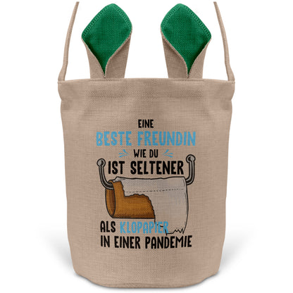 22Feels® Beste Freundin BFF Osterkorb mit Henkel Ostergeschenk Tragetasche Ostern Deko Osternest Körbchen Hasenohren (Beige/Grün)-Ostern Tragetasche-22Feels