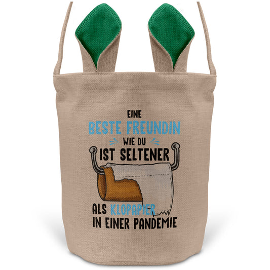 22Feels® Beste Freundin BFF Osterkorb mit Henkel Ostergeschenk Tragetasche Ostern Deko Osternest Körbchen Hasenohren (Beige/Grün)-Ostern Tragetasche-22Feels