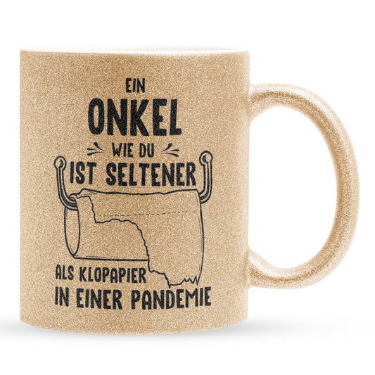22Feels® Onkel Geschenk - Glitzertasse mit Spruch (Gold, 320ml)-Glitzertasse Gold 320ml-22Feels