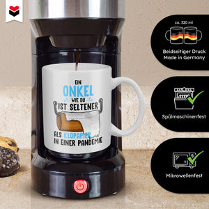 22Feels® Onkel Geschenk - Tasse mit Spruch: Seltener Als Klopapier (Weiss, 320ml)-Weisse Tasse 320ml-22Feels