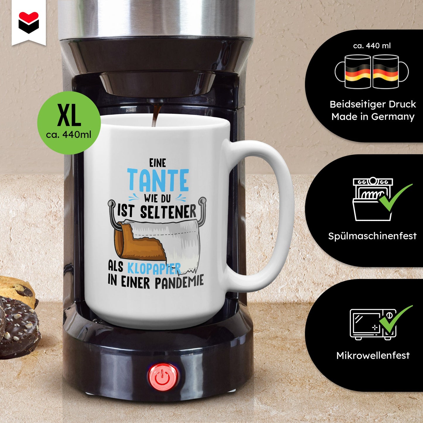 22Feels® Tante Geschenk - XL Tasse mit Spruch (Weiss, 440ml)-Weisse XL Tasse 440ml-22Feels