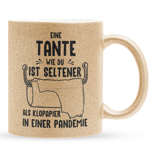 22Feels® Tante Geschenk - Glitzertasse mit Spruch (Gold, 320ml)-Glitzertasse Gold 320ml-22Feels