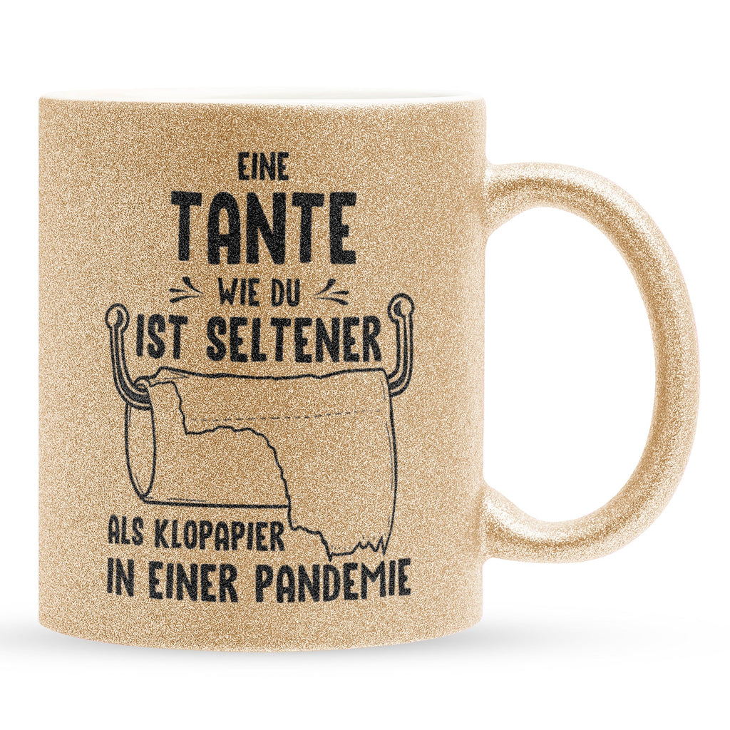 22Feels® Tante Geschenk - Glitzertasse mit Spruch (Gold, 320ml)-Glitzertasse Gold 320ml-22Feels