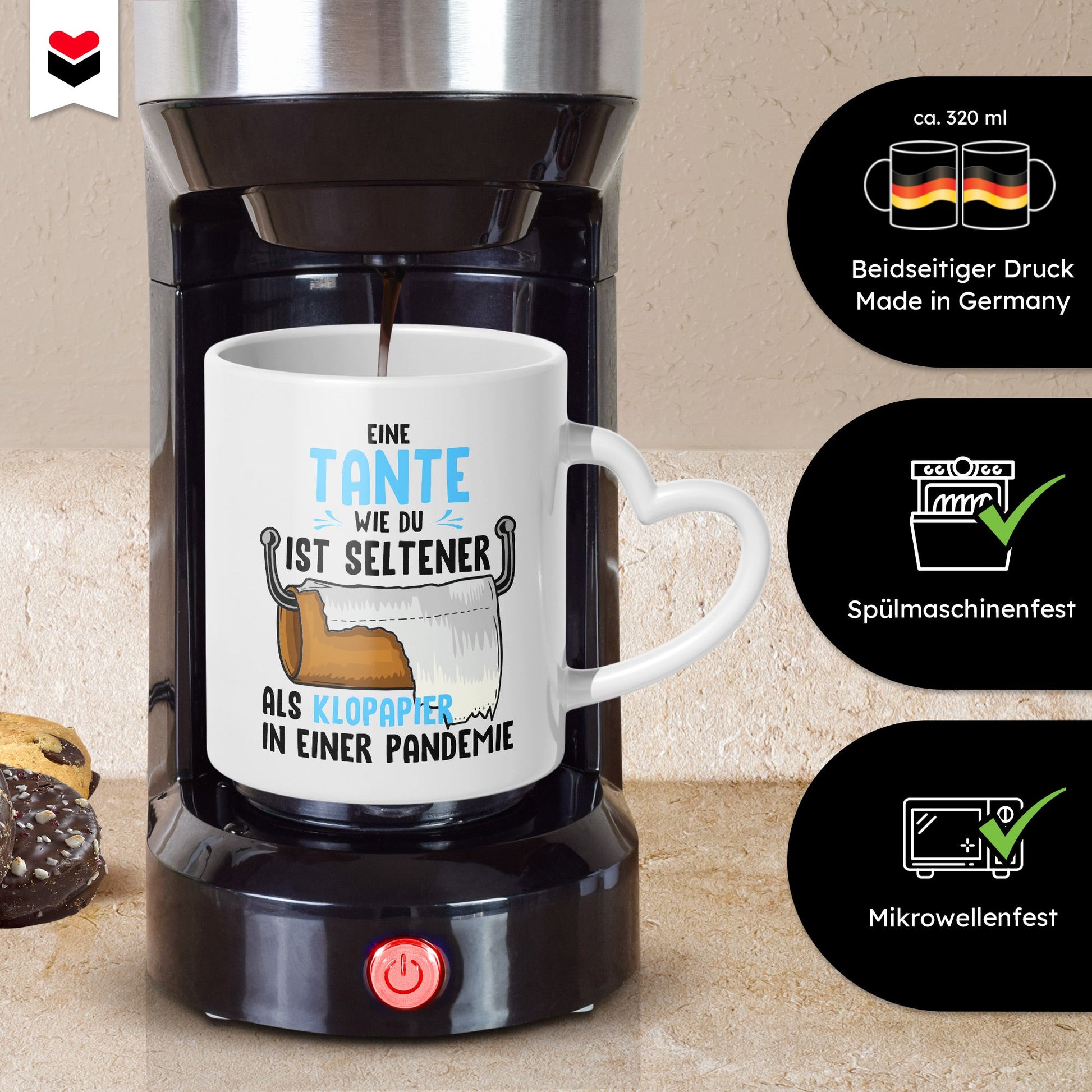 22Feels® Tante Geschenk - Tasse mit Spruch (Herzhenkel, Weiss, 320ml)-Tasse Weiss Herzhenkel 320ml-22Feels