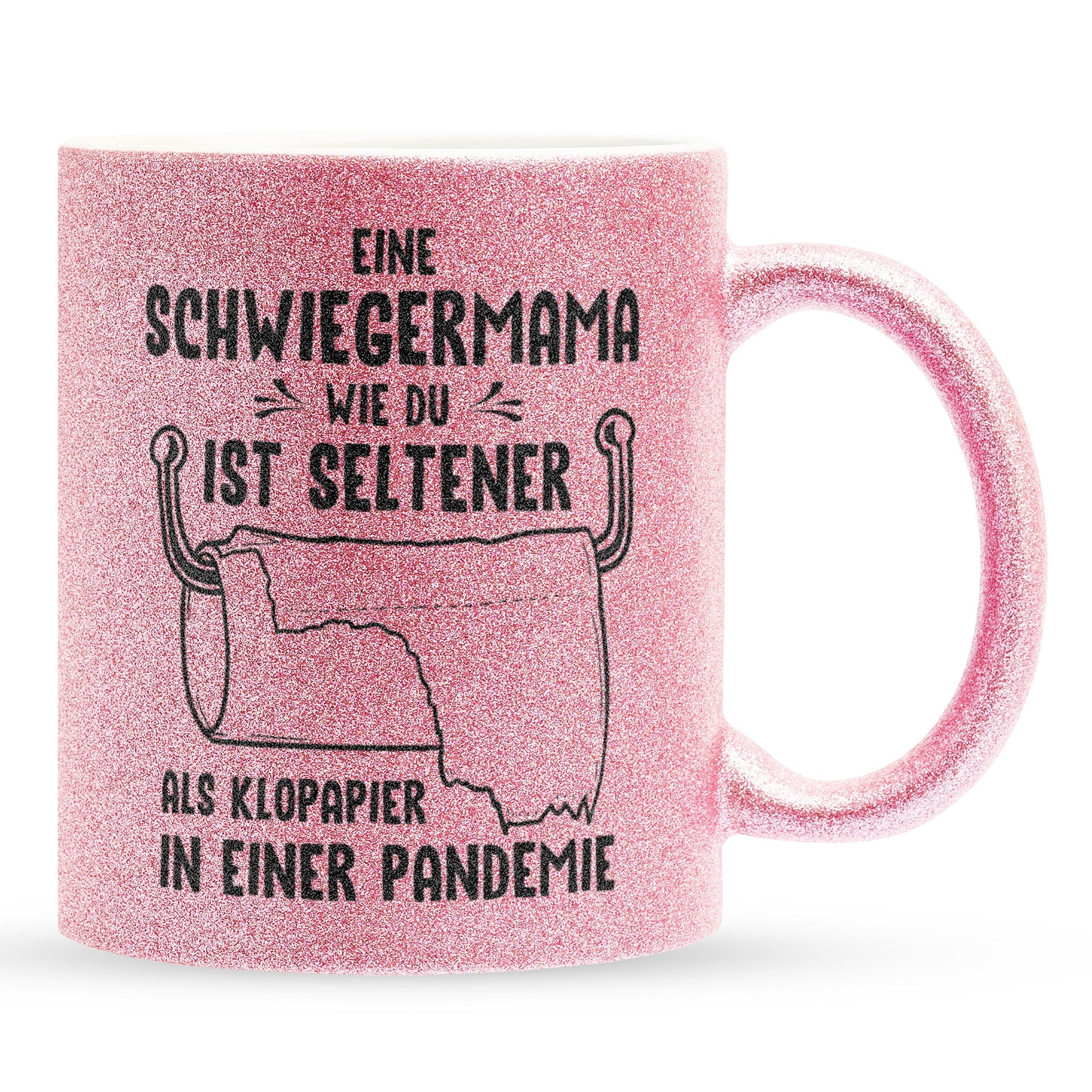 22Feels® Schwiegermama Geschenk - Glitzertasse mit Spruch (Pink, 320ml)-Glitzertasse Pink 320ml-22Feels