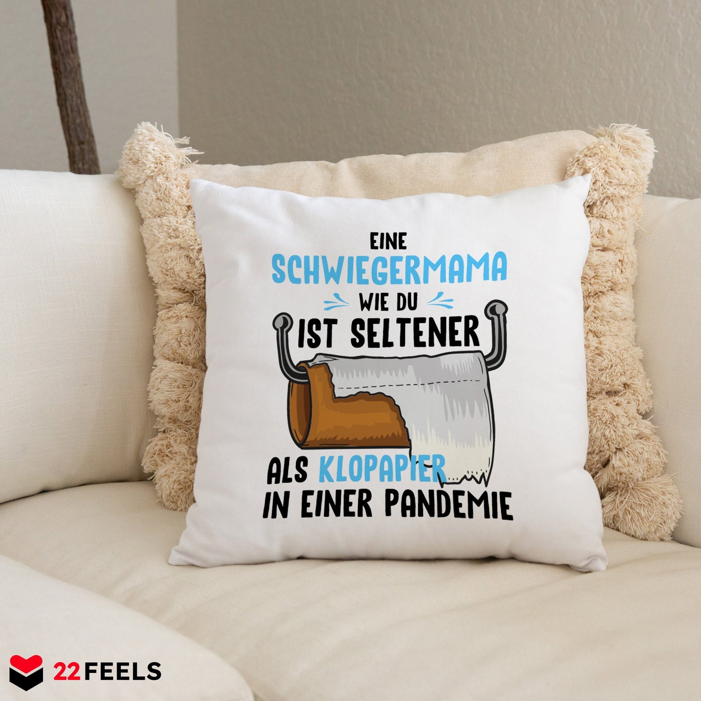 22Feels® Schwiegermama Geschenk - Kissen mit Spruch (Weiss 40x40cm)-Kissen Weiss 40x40-22Feels