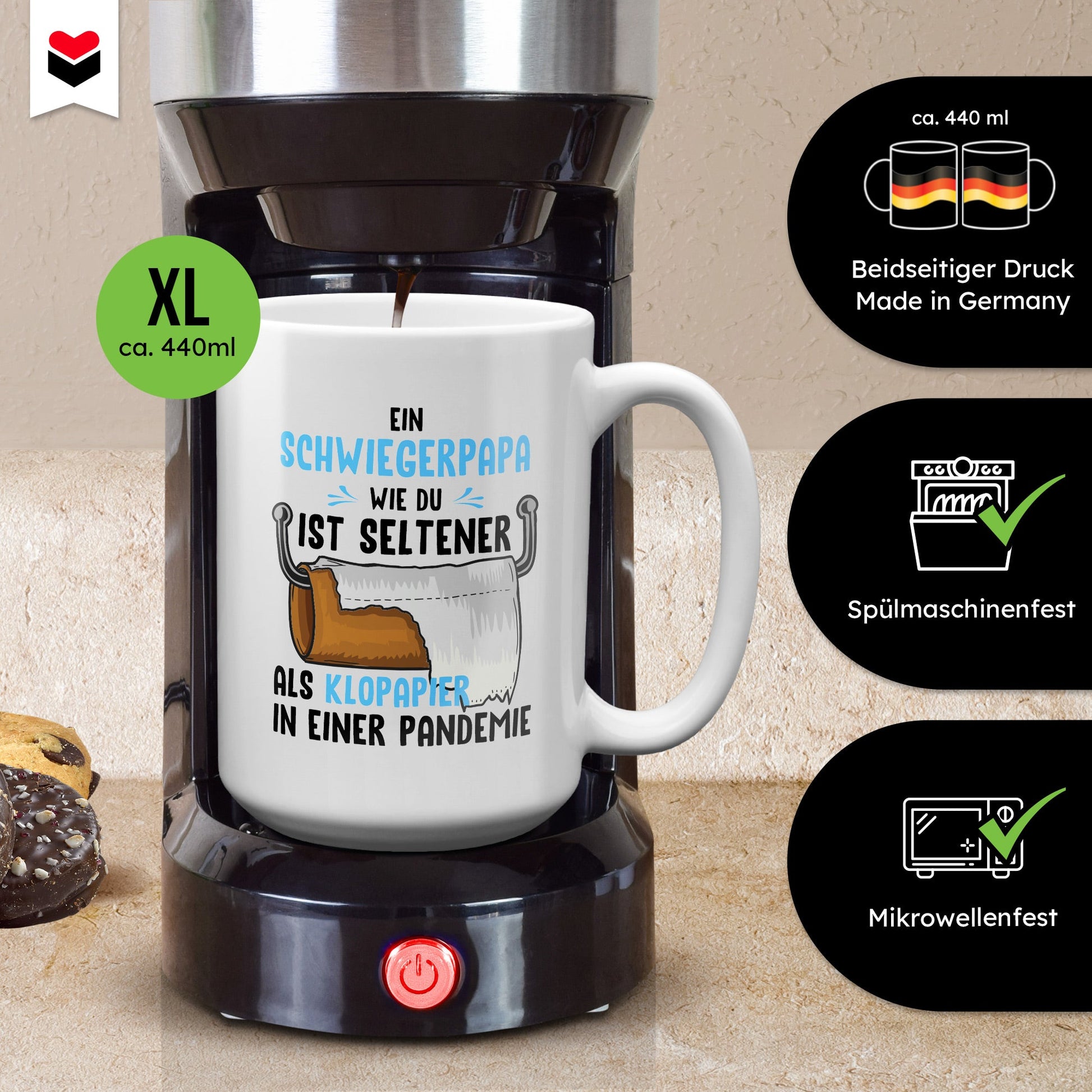 22Feels® Schwiegerpapa Geschenk - XL Tasse mit Spruch (Weiss, 440ml)-Weisse XL Tasse 440ml-22Feels