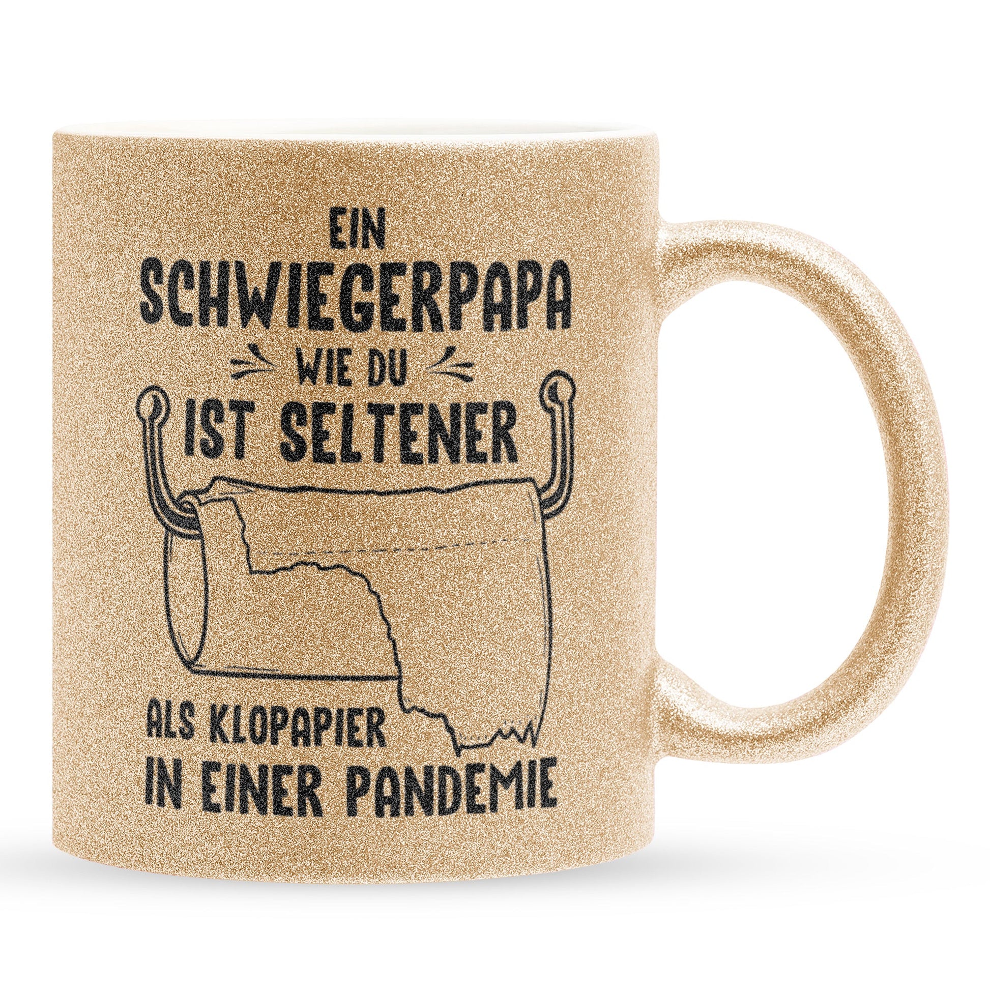 22Feels® Schwiegerpapa Geschenk - Glitzertasse mit Spruch (Gold, 320ml)-Glitzertasse Gold 320ml-22Feels