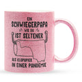 22Feels® Schwiegerpapa Geschenk - Glitzertasse mit Spruch (Pink, 320ml)-Glitzertasse Pink 320ml-22Feels