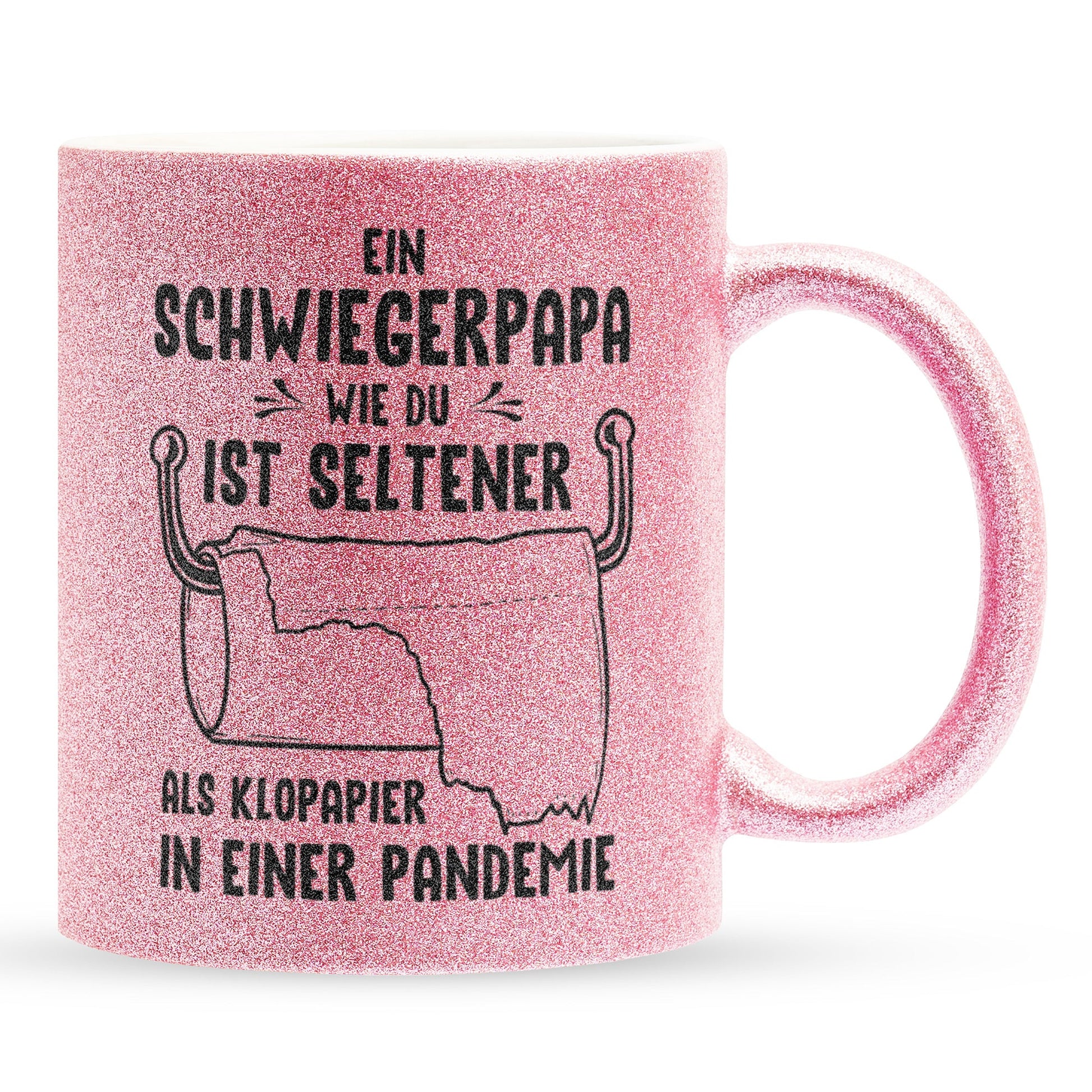 22Feels® Schwiegerpapa Geschenk - Glitzertasse mit Spruch (Pink, 320ml)-Glitzertasse Pink 320ml-22Feels