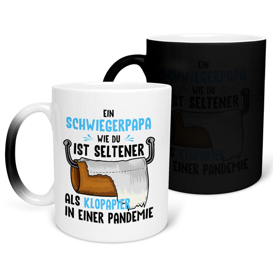 22Feels® Schwiegerpapa Geschenk - Zaubertasse mit Spruch (Matt-Schwarz und Weiss, 320ml)-Farbwechsel Tasse Matt 320ml-22Feels