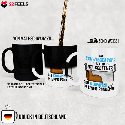 22Feels® Schwiegerpapa Geschenk - Zaubertasse mit Spruch (Matt-Schwarz und Weiss, 320ml)-Farbwechsel Tasse Matt 320ml-22Feels