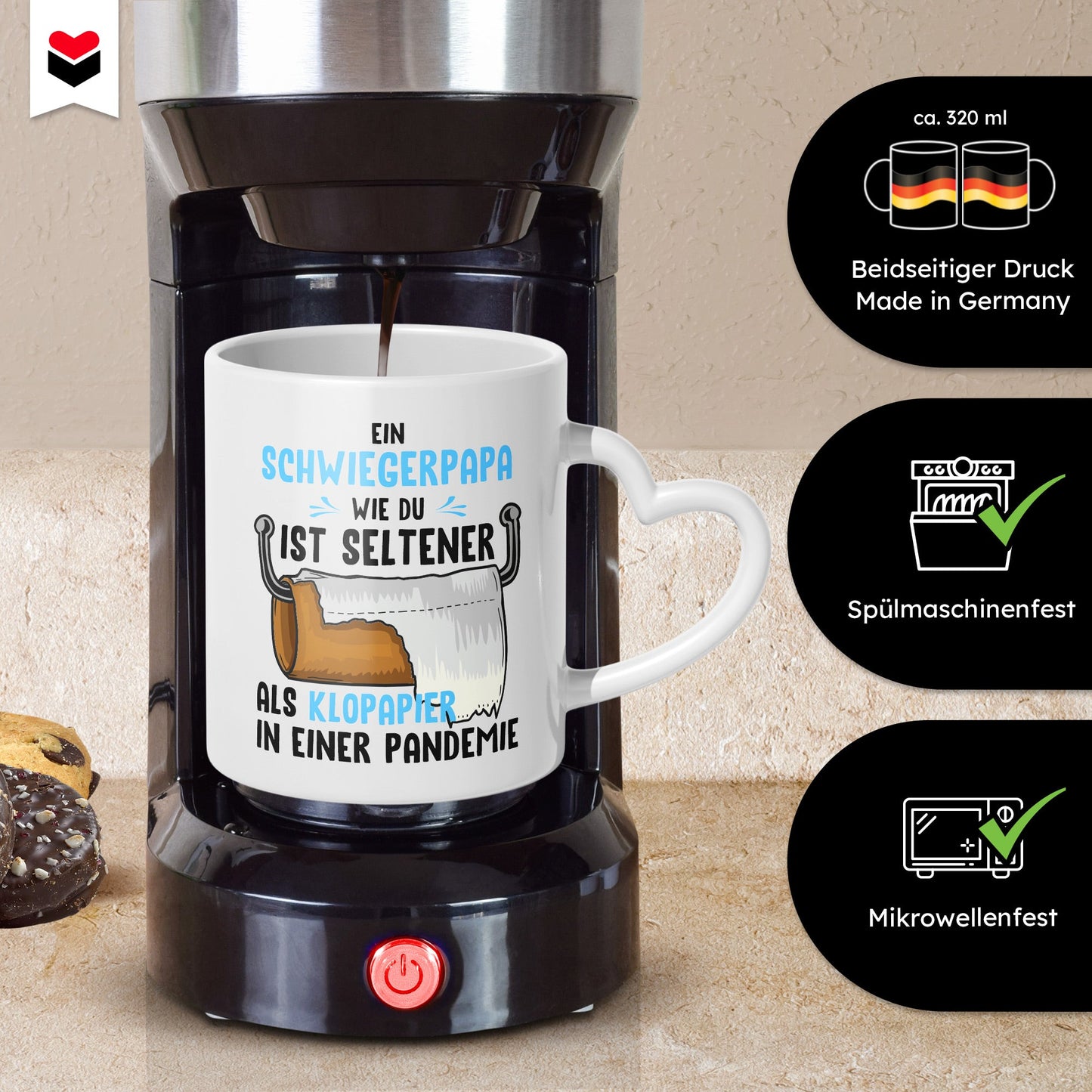 22Feels® Schwiegervater Geschenk - Tasse mit Spruch (Herzhenkel, Weiss, 320ml)-Tasse Weiss Herzhenkel 320ml-22Feels