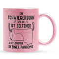 22Feels® Schwiegersohn Geschenk - Glitzertasse mit Spruch (Pink, 320ml)-Glitzertasse Pink 320ml-22Feels