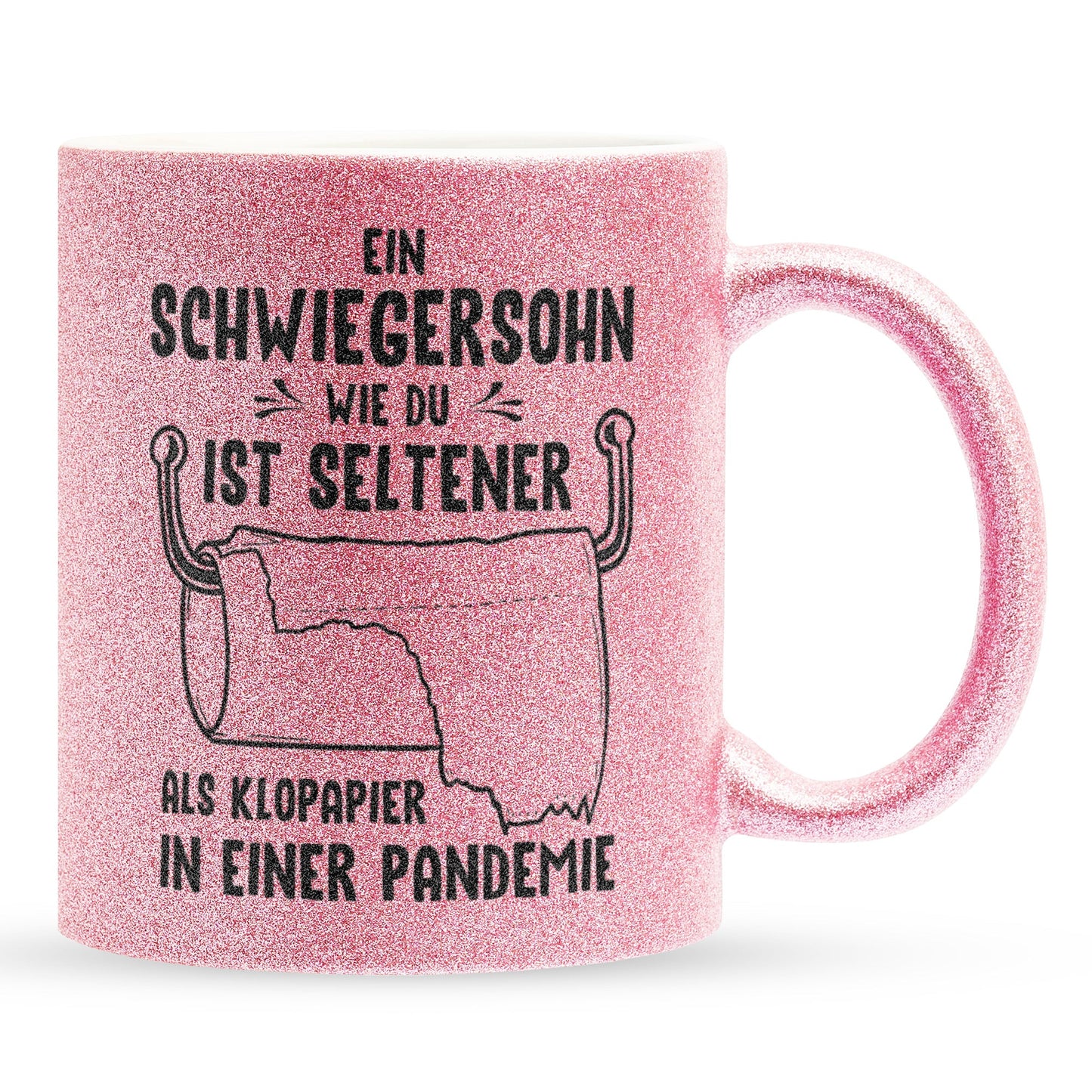 22Feels® Schwiegersohn Geschenk - Glitzertasse mit Spruch (Pink, 320ml)-Glitzertasse Pink 320ml-22Feels