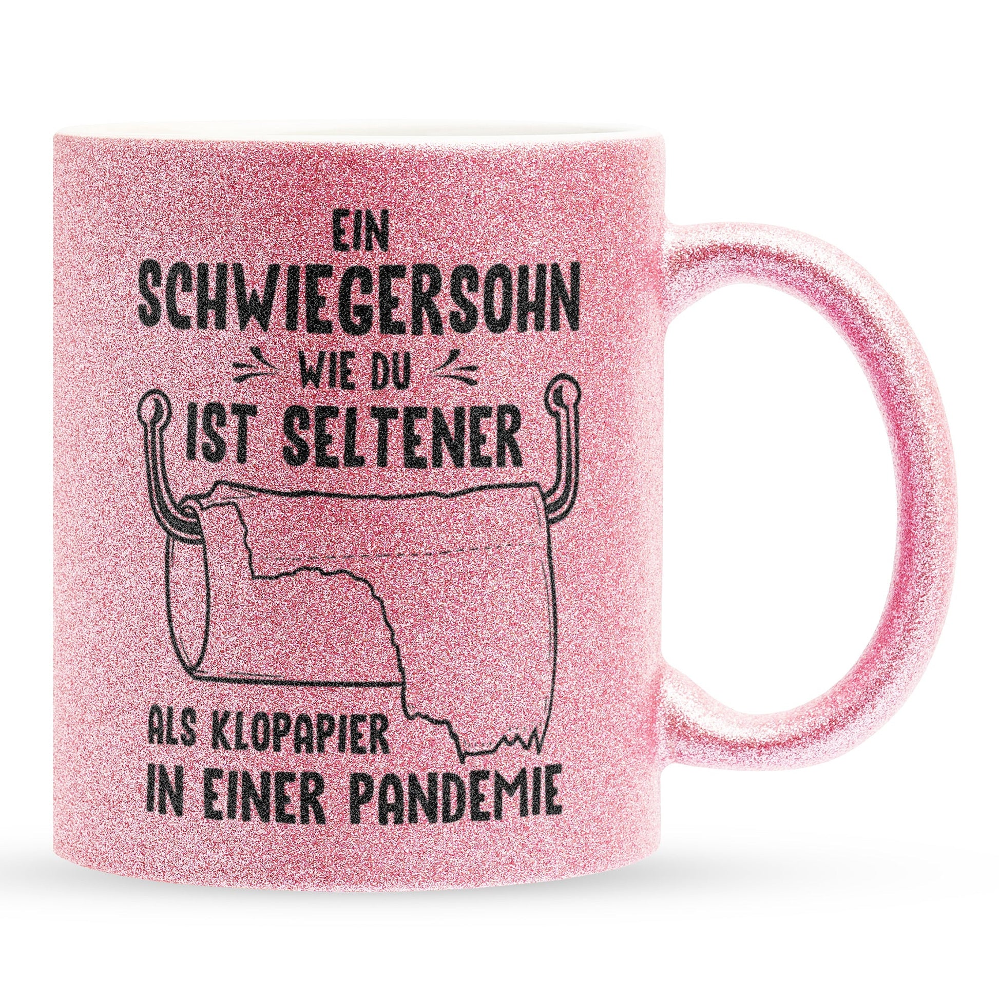 22Feels® Schwiegersohn Geschenk - Glitzertasse mit Spruch (Pink, 320ml)-Glitzertasse Pink 320ml-22Feels