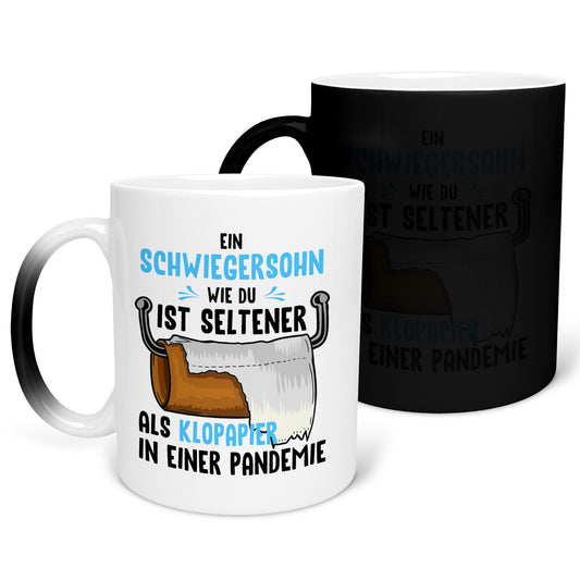 22Feels® Schwiegersohn Geschenk - Zaubertasse mit Spruch (Matt-Schwarz und Weiss, 320ml)-Farbwechsel Tasse Matt 320ml-22Feels