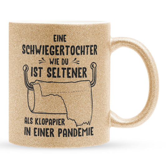 22Feels® Schwiegertochter Geschenk - Glitzertasse mit Spruch (Gold, 320ml)-Glitzertasse Gold 320ml-22Feels