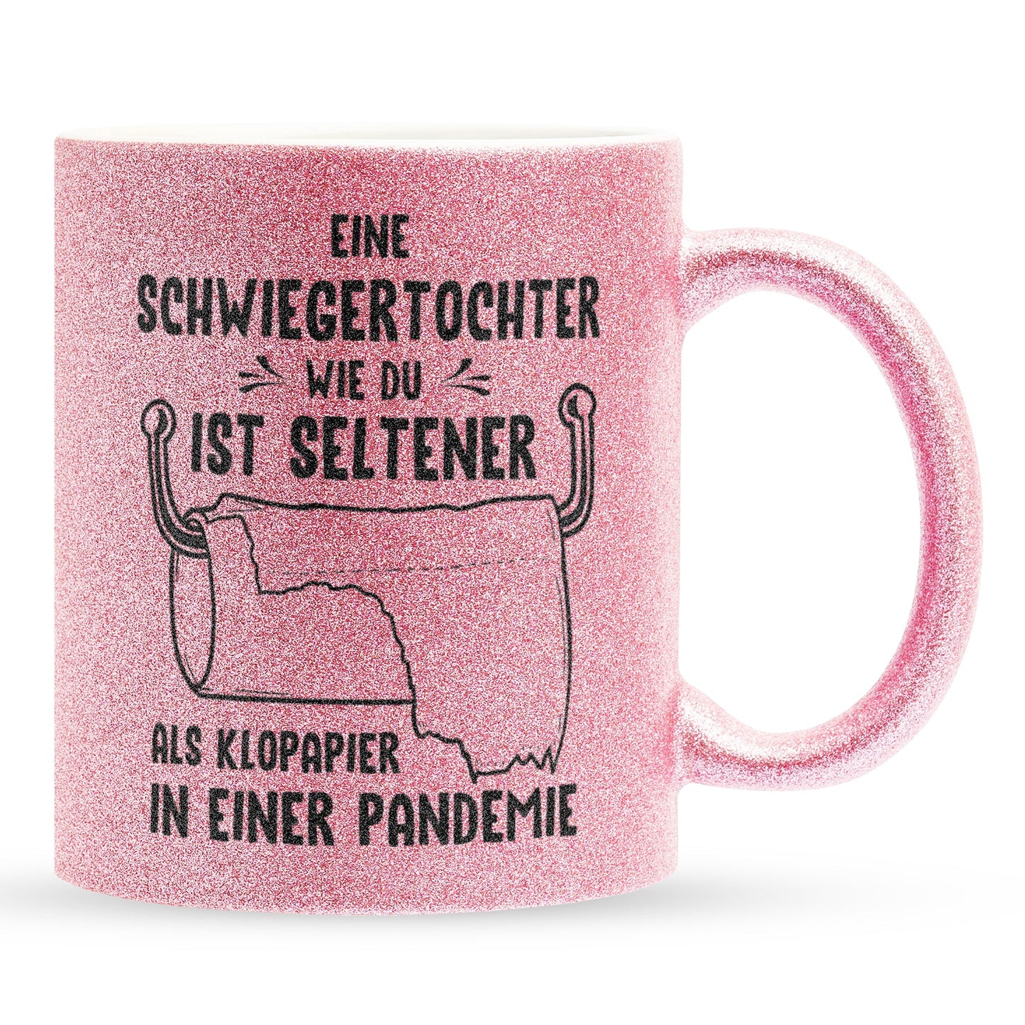 22Feels® Schwiegertochter Geschenk - Glitzertasse mit Spruch (Pink, 320ml)-Glitzertasse Pink 320ml-22Feels