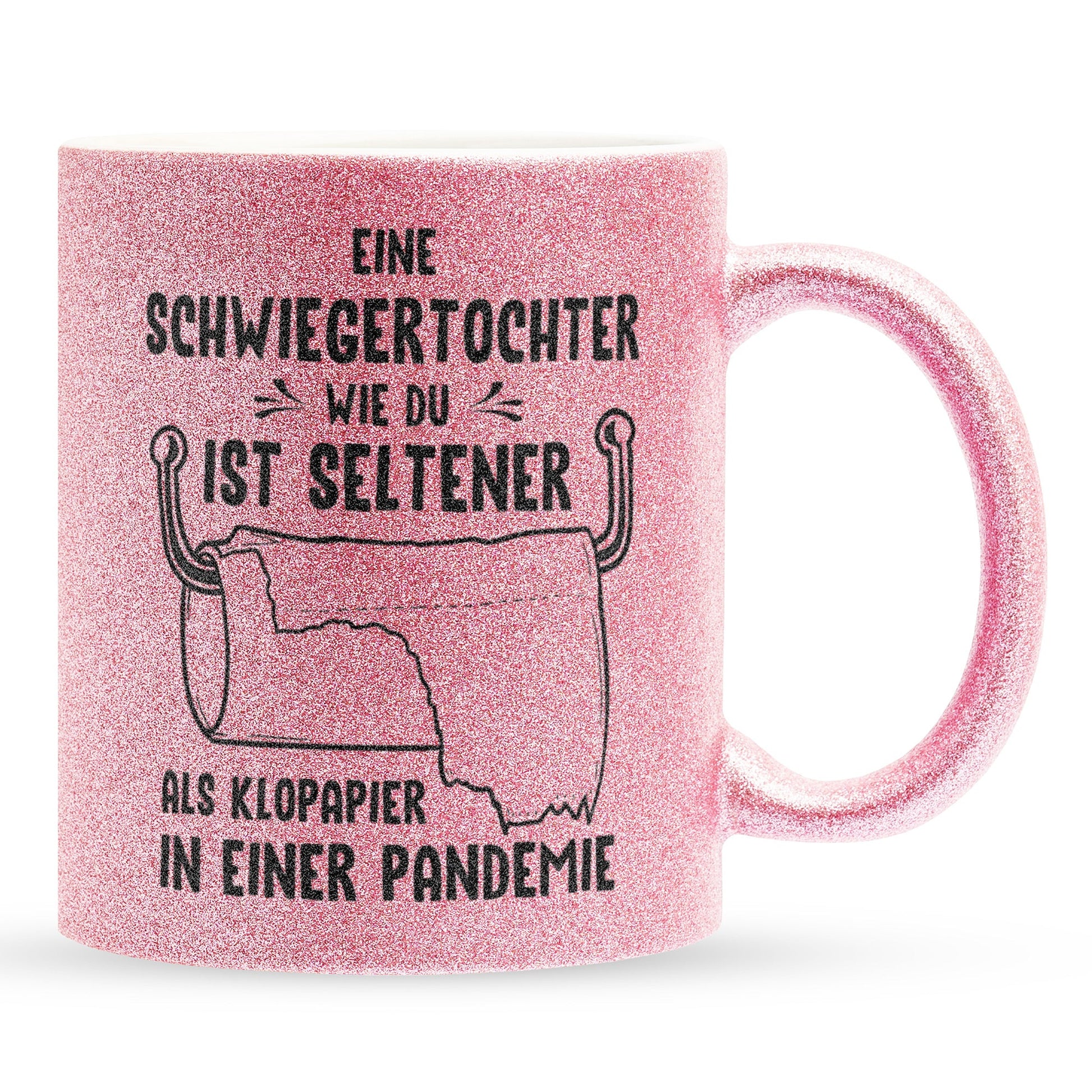 22Feels® Schwiegertochter Geschenk - Glitzertasse mit Spruch (Pink, 320ml)-Glitzertasse Pink 320ml-22Feels