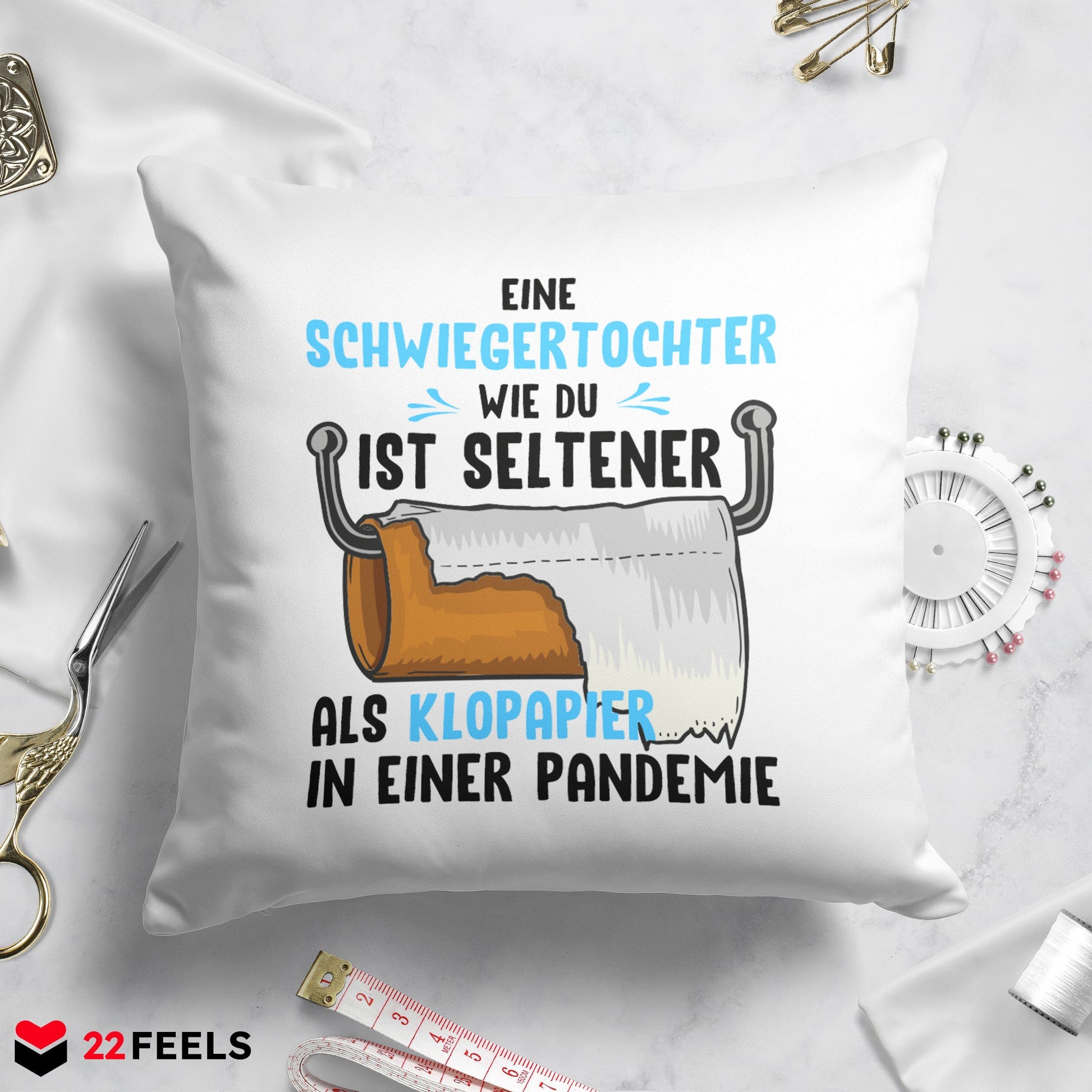 22Feels® Schwiegertochter Geschenk - Kissen mit Spruch (Weiss 40x40cm)-Kissen Weiss 40x40-22Feels