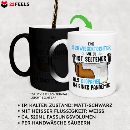 22Feels® Schwiegertochter Geschenk - Zaubertasse mit Spruch (Matt-Schwarz und Weiss, 320ml)-Farbwechsel Tasse Matt 320ml-22Feels