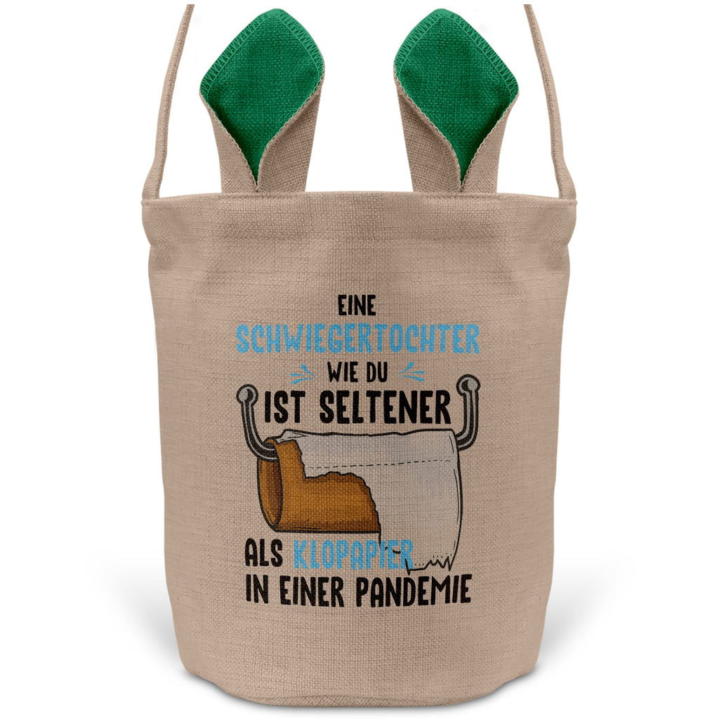 22Feels® Schwiegertochter Frauen Osterkorb mit Henkel Ostergeschenk Tragetasche Ostern Deko Osternest Körbchen Hasenohren (Beige/Grün)-Ostern Tragetasche-22Feels