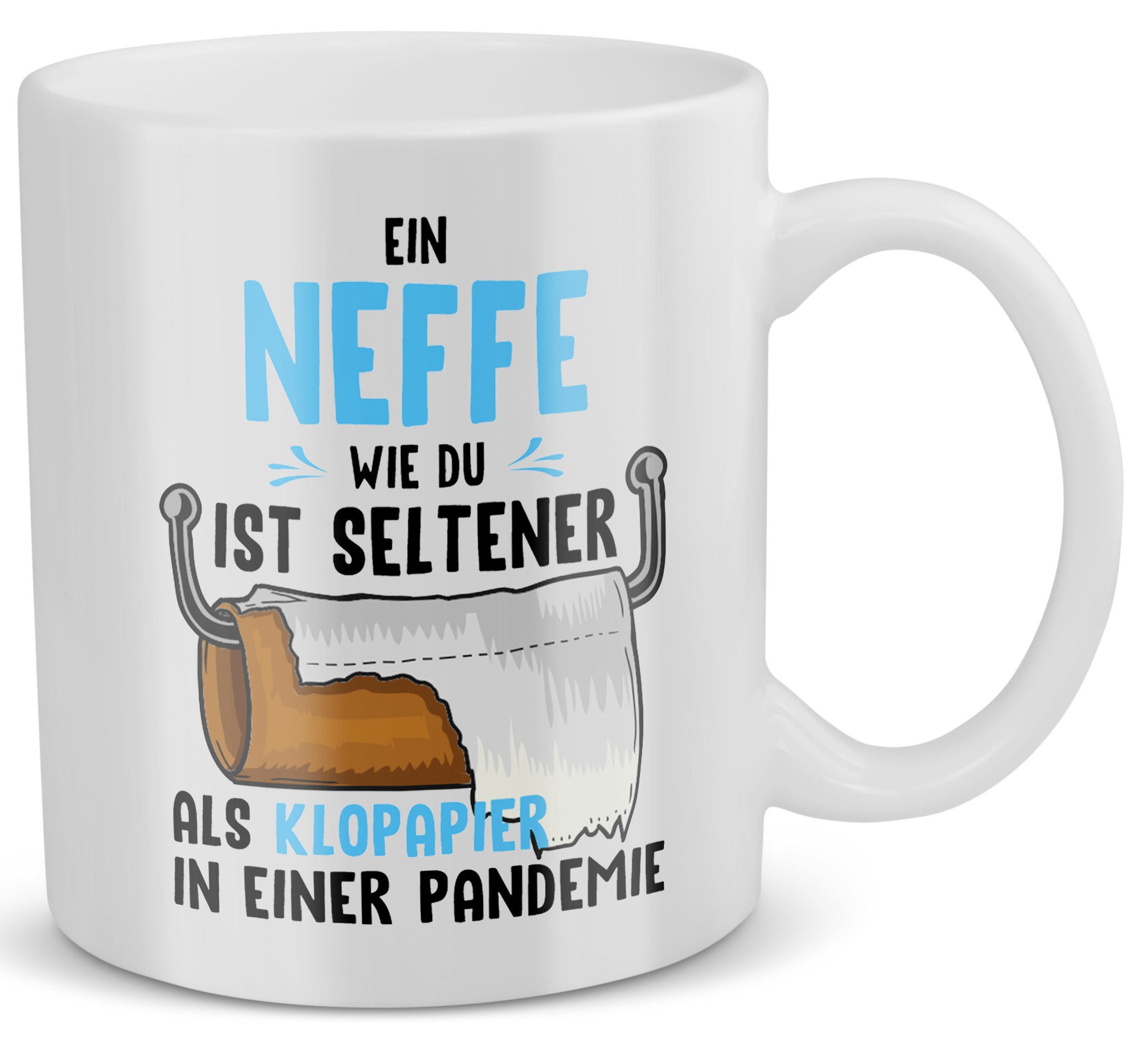 22Feels® Neffe Geschenk - Tasse mit Spruch: Seltener Als Klopapier (Weiss, 320ml)-Weisse Tasse 320ml-22Feels