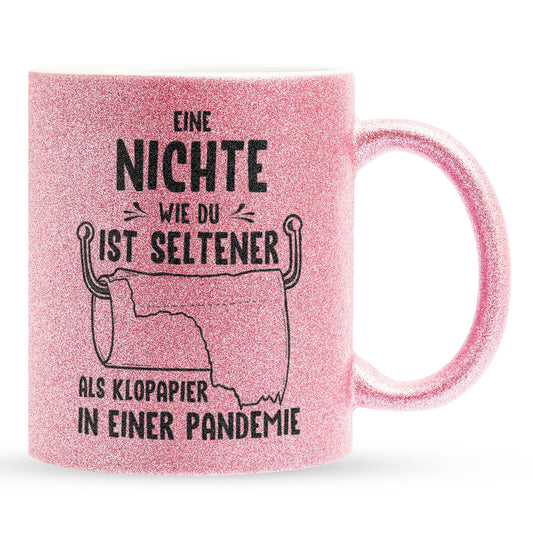 22Feels® Nichte Geschenk - Glitzertasse mit Spruch (Pink, 320ml)-Glitzertasse Pink 320ml-22Feels