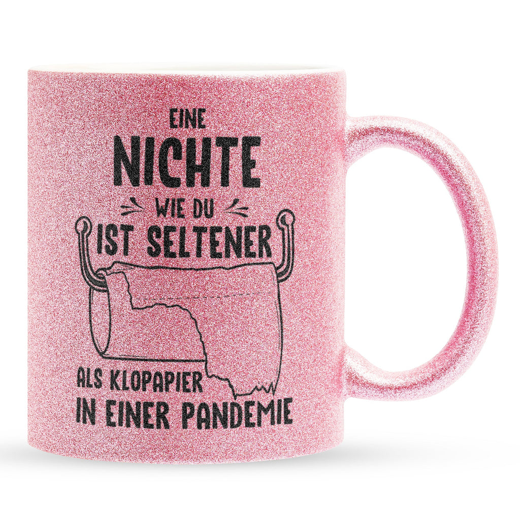 22Feels® Nichte Geschenk - Glitzertasse mit Spruch (Pink, 320ml)-Glitzertasse Pink 320ml-22Feels